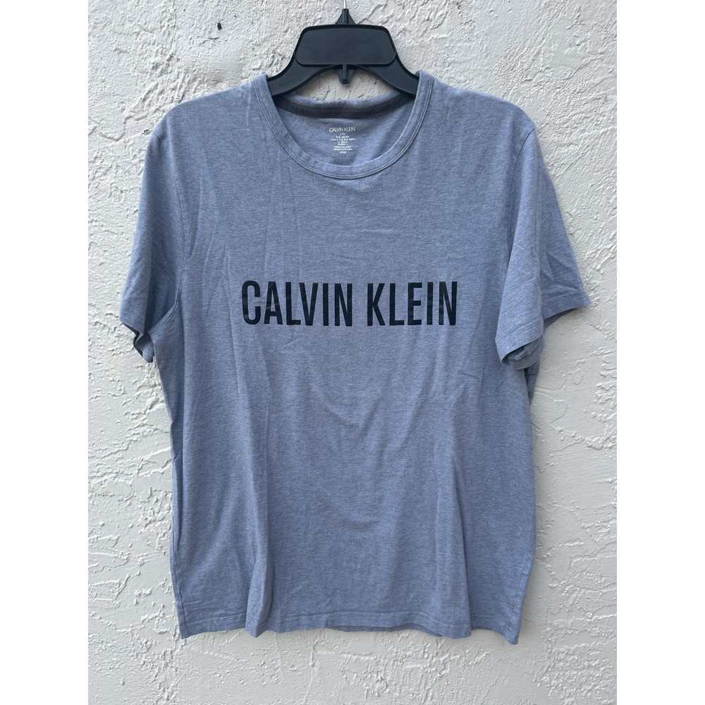 Calvin Klein Mens Gray Graphic Logo Short Sleeve T-Shirt Crew Neck NM1959 Large